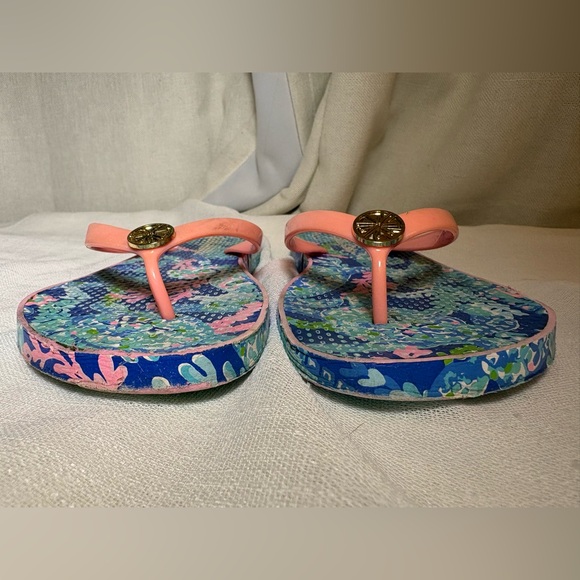 Lilly Pulitzer Coral Reef Flip Flops Preppy Beach Sandals Size 8.5 Fair - Picture 5 of 10